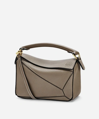 Loewe Mini Puzzle Leather Shoulder Bag In Sand/mink