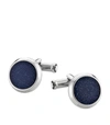 Montblanc Stainless Steel And Blue Goldstone Meisterstück Cufflinks In Blue/ Silver
