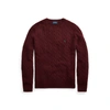 Ralph Lauren Wool-cashmere Cable-knit Sweater In Aged Wine Heather