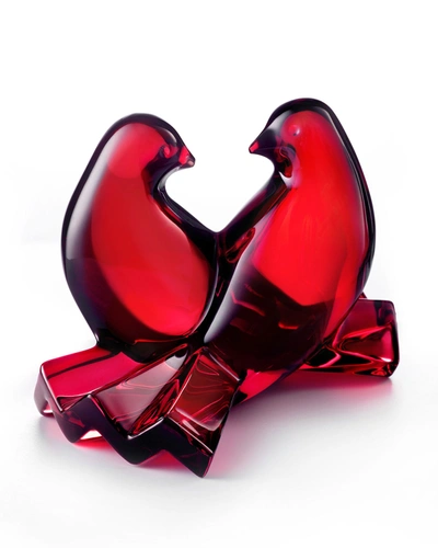 Baccarat Crystal Loving Doves Ruby Figurine 2102796 In Red