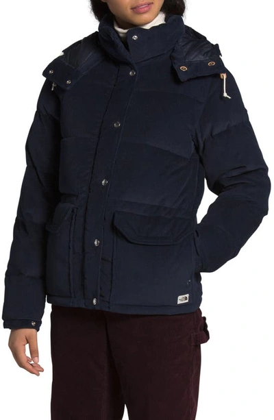 The North Face Sierra Water Resistant 600 Fill Down Corduroy Parka In Aviator Navy