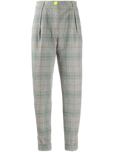 Essentiel Antwerp Checked Tapered Leg Trousers In Grey
