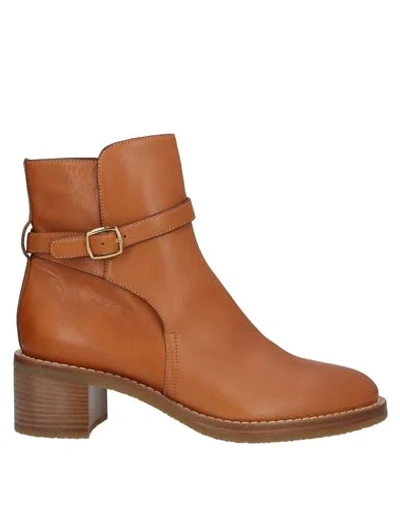 Celine Ankle Boots In Tan