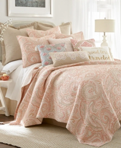 Levtex Spruce Coral Paisley Reversible King Quilt Set