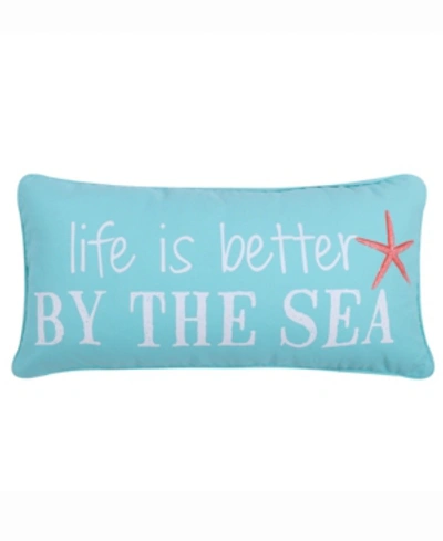 Levtex Life Is Better By The Sea Decorative Pillow, 12" X 24" In Turquoise