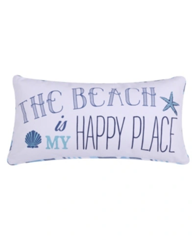 Levtex Beach Happy Placedecorative Pillow, 12" X 24" In White