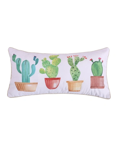 Levtex Casita Cactus Decorative Pillow, 12" X 24" In White