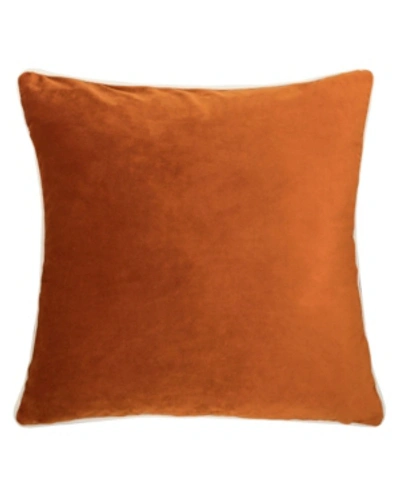 Homey Cozy Skylar Velvet Square Decorative Throw Pillow In Burnt Oran