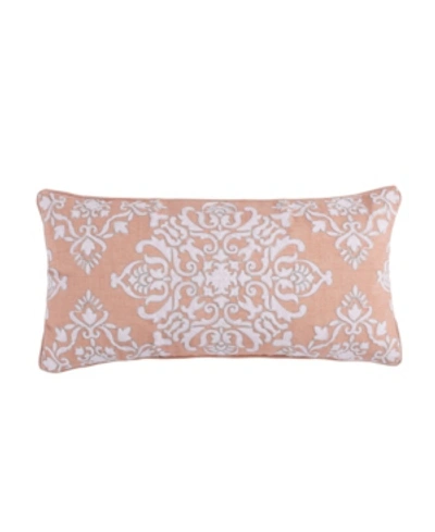 Levtex Darcy Medallion Stitch Decorative Pillow, 12" X 24" In Coral