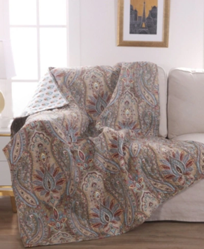 Levtex Kasey Damask Reversible Quilted Throw In Taupe