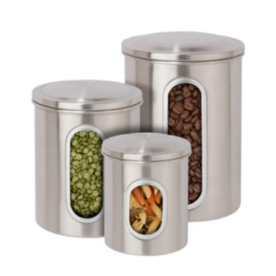 Honey Can Do 3-pc. White Food Storage Canisters In Stainless Steel