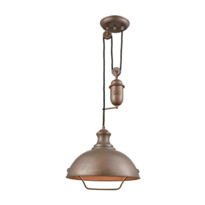 Elk Lighting Farmhouse 1 Light Pulldown Pendant In Tarnished Brass