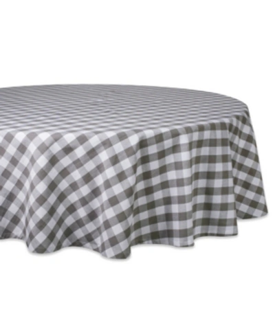 Design Imports Checkers Table Cloth 70" Round In Gray