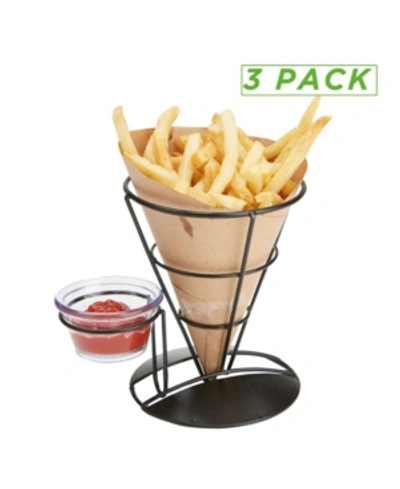 Mind Reader 3 Pack French Fry Cone Holder With Condiment Storage In Black