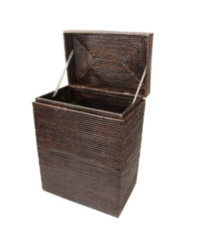 Artifacts Trading Company Artifacts Rattan Rectangular Hamper With Hinged Lid And Cloth Liner In Coffee Bean