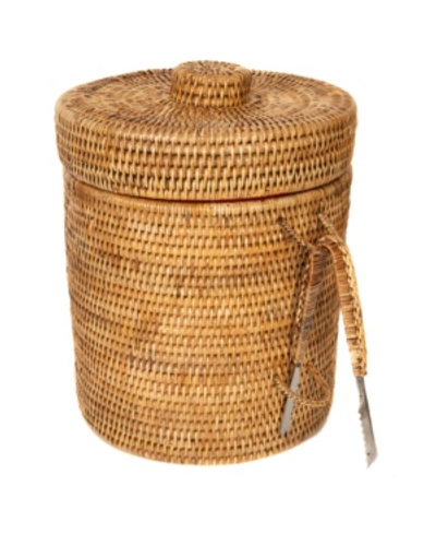 Artifacts Trading Company Artifacts Rattan Ice Bucket With Tongs In Open White