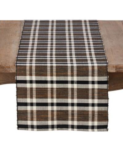 Saro Lifestyle Plaid Woven Water Hyacinth Placemat Set Of 4 In Brown