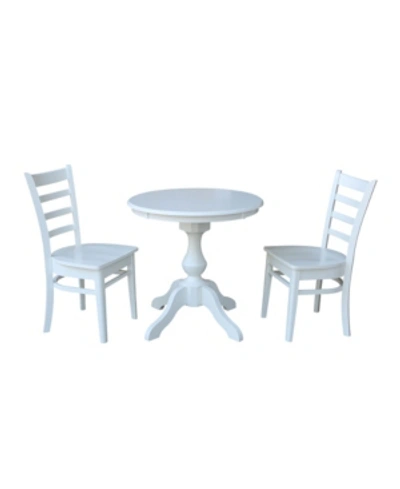 International Concepts 30" Round Top Pedestal Table- With 2 Emily Chairs