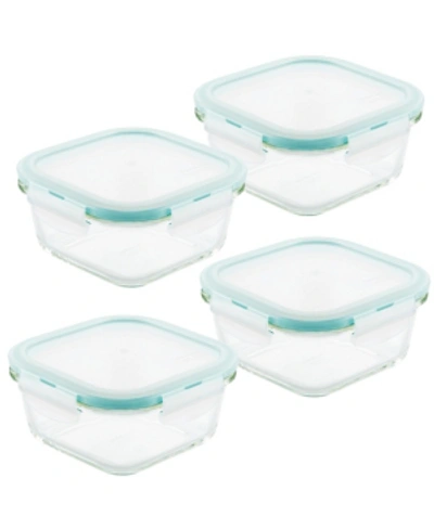 Lock&lock Purely Better Glass Square Food Storage Containers, 17-Ounce, Set of 4, Clear