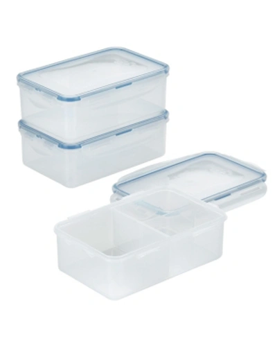 Lock N Lock Easy Essentials On The Go Meals Divided Rectangular Food Storage Containers, 34-ounce, Set Of 3 In Clear