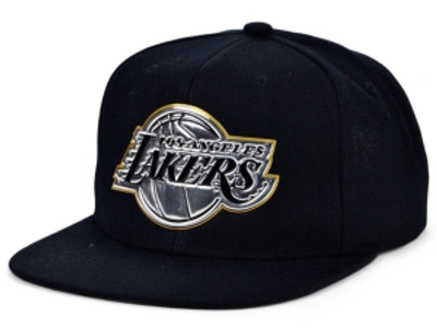 Mitchell & Ness Los Angeles Lakers Triple Gold Snapback Cap In Black