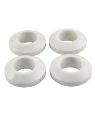 Thirstystone S/4 Beveled Marble Napkin Rings In Natural