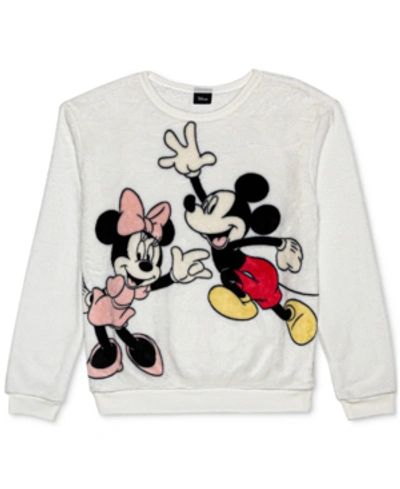 Disney Mickey & Minnie Mouse Plush Sweatshirt In White