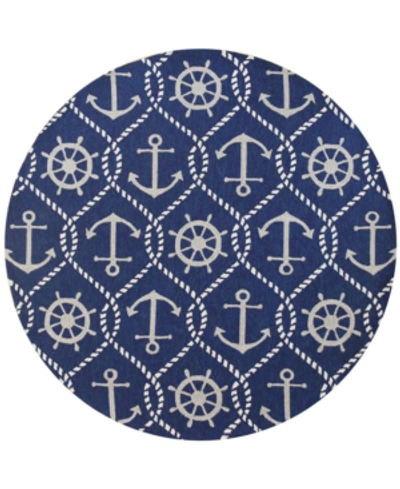 Kas Harbor Marina 4220 Navy 7'6" Indoor/outdoor Round Area Rug