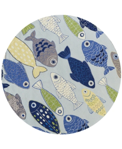 Kas Sonesta Sea Of Fish 2010 Light Blue 7'6" Round Area Rug