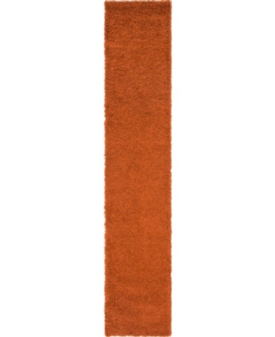 Bridgeport Home Exact Shag Exs1 2' 6" X 13' Runner Area Rug In Terracotta