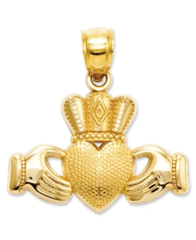 Macy's 14k Gold Charm, Claddagh And Textured Crown Charm