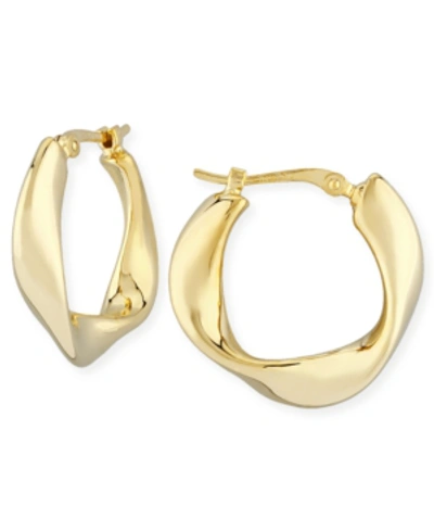 Macy's Flat Twist Hoop Earrings Set In 14k Gold