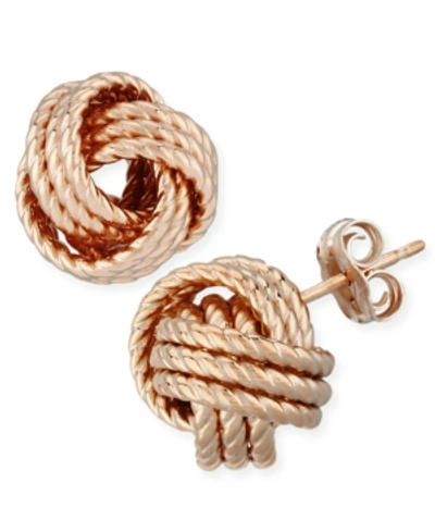 Macy's Rope Love Knot Stud Earrings In 14k Yellow Or Rose Gold