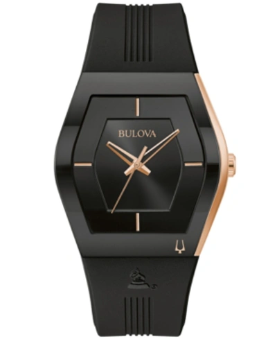 Bulova Men's Latin Grammy Black Silicone Strap Watch 40.5mm In Black / Gold Tone / Platinum / Rose / Rose Gold Tone