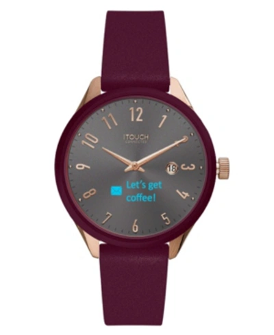 Itouch Connected Women's Hybrid Smartwatch Fitness Tracker: Rose Gold Case With Merlot Leather Strap 38mm
