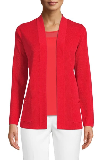 Anne Klein Plus Size Monterey Open-front Cardigan Sweater In Rouge