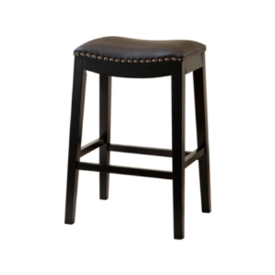 Abbyson Living Jaden Bonded Leather Saddle Bar Stool In Brown