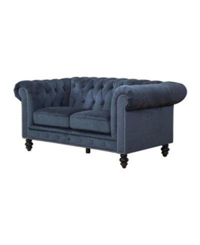 Abbyson Living Saria Tufted Loveseat In Navy Blue