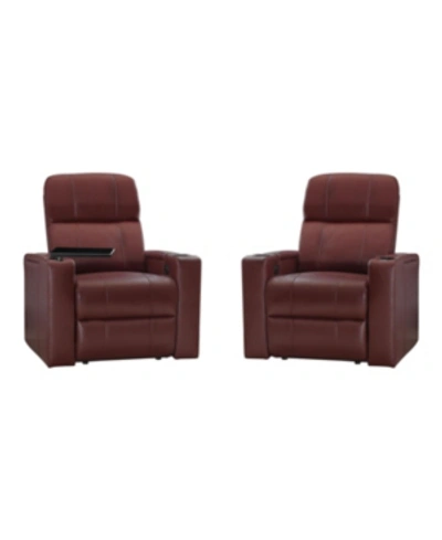 Abbyson Living Thomas Power Faux Leather Recliner, Set Of 2 In Red