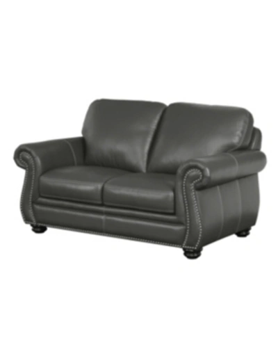 Abbyson Living Hazel Leather Loveseat In Gray