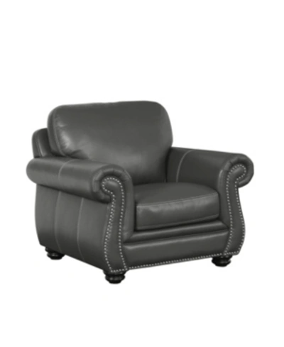Abbyson Living Hazel Leather Arm Chair In Gray