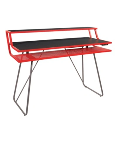Osp Home Furnishings Glitch Battle Station Gaming Desk In Red