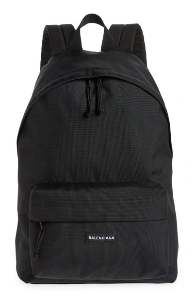 Balenciaga Explorer Brand-embroidered Woven Backpack In Black