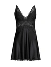 Josie Natori Natori Sleek Lace & Silk Chemise Nightgown In Black