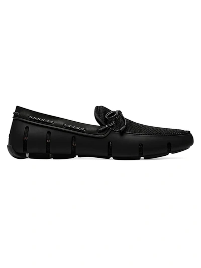 Swims Mesh Braided Lace Loafers In Black