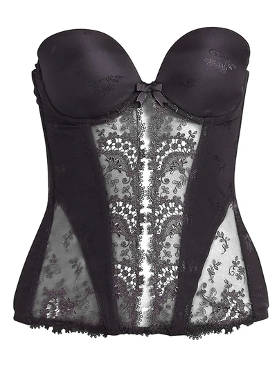 Simone Perele Floral Lace Bustier In Black