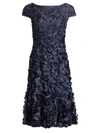 Theia Women's Beaded Petal Appliqué Dress In Navy