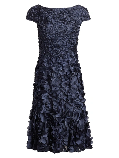 theia beaded petal dress THEIA Hand-Beaded & Petal Applique 3/4 Bell-Sleeve Dress Women's SIZE 4