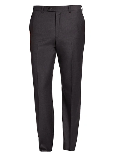 Saks Fifth Avenue Collection Wool Flat-front Pants In Charcoal