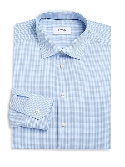 Eton Contemporary Fit Fine Gingham Check Dress Shirt In Blue